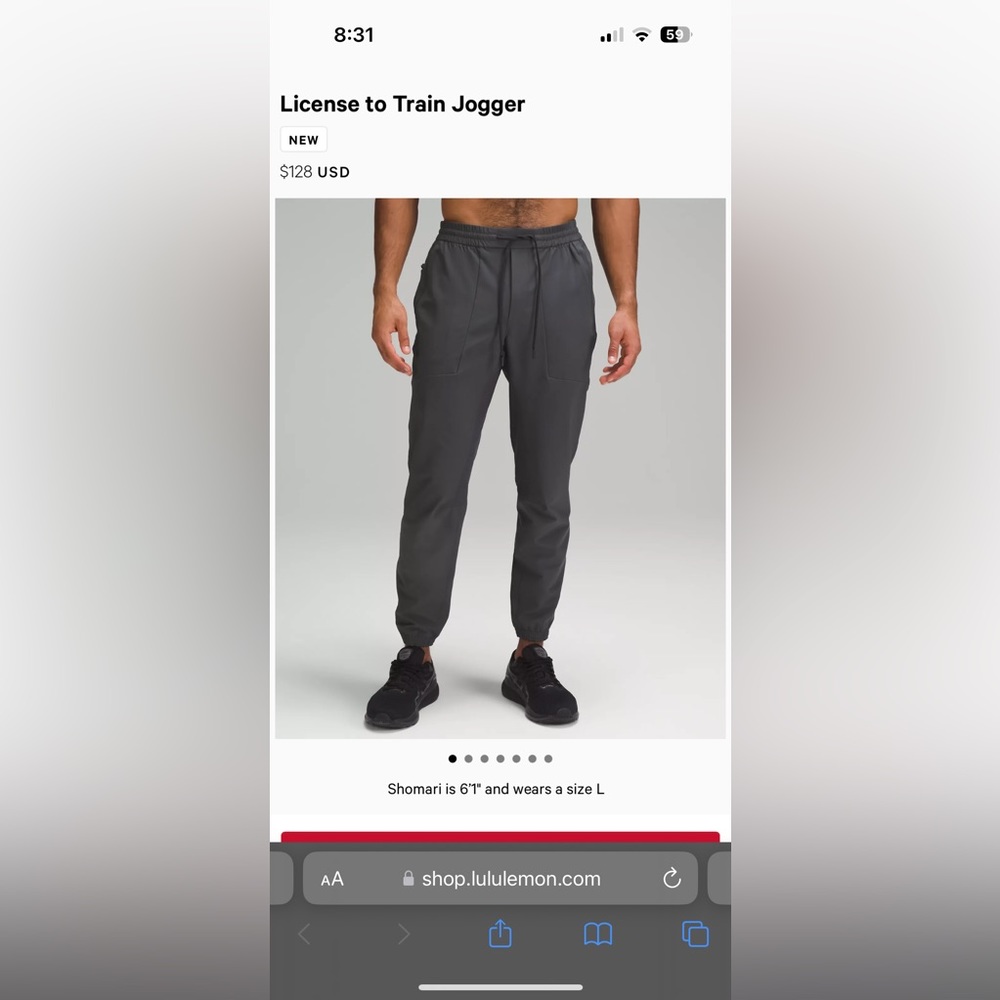Lululemon - license to train jogger - men’s - medium - gray